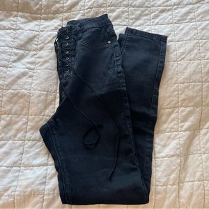 Lace Up Black Jeans